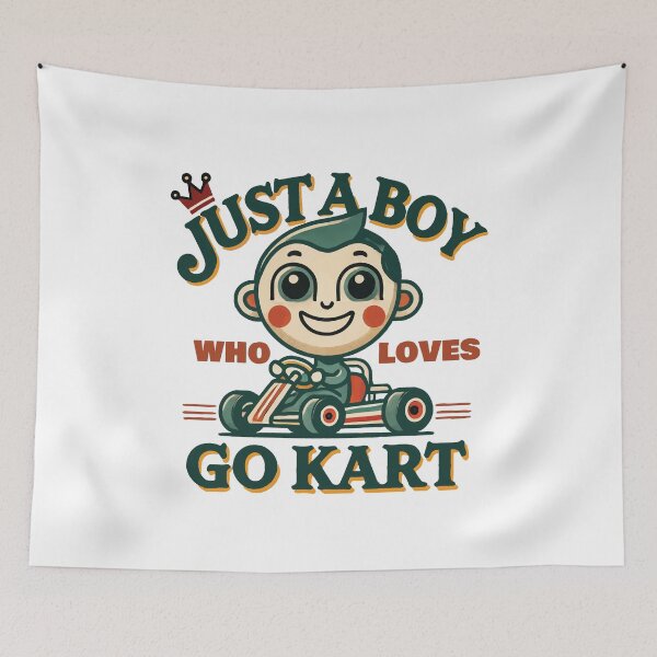 Item preview, Boy Who Loves Go Kart Retro Cartoon designed and sold by LuminOrb.