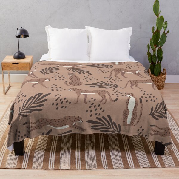 Item preview, Cheetah big cat - Mocha Mousse - Tropical plants - hand drawn designed and sold by BlueLela.