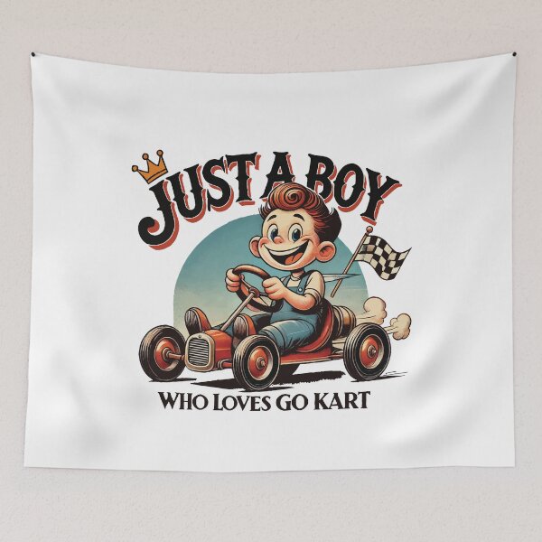 Item preview, Boy Who Loves Go-kart Retro Cartoon Design designed and sold by LuminOrb.