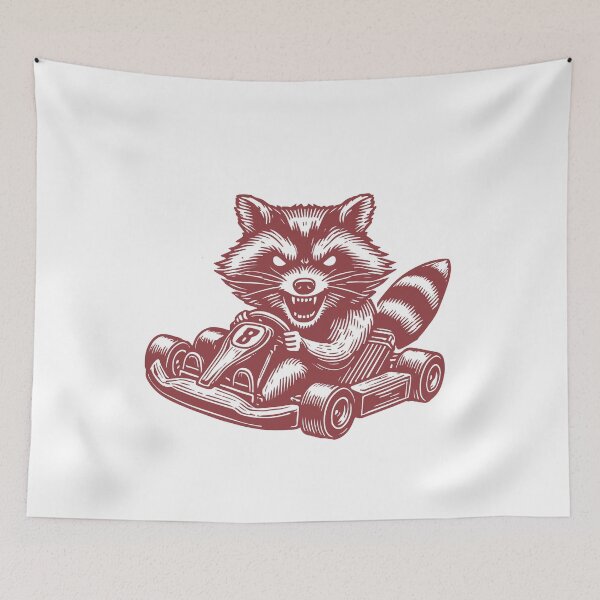 Item preview, Racing Driver Raccoon On Go-kart Retro Style designed and sold by LuminOrb.