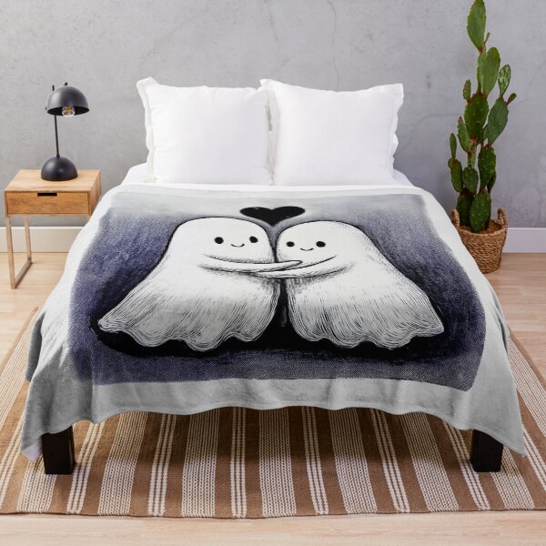 Item preview, Adorable Hugging Ghosts with Heart Cute Ghost Love designed and sold by PopCultureArtShop.