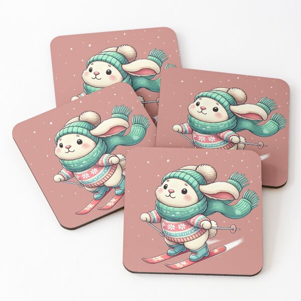 Item preview, “Adorable Skiing Rabbit with Cozy Scarf - Winter Fun Design” designed and sold by CreationbyNiki.