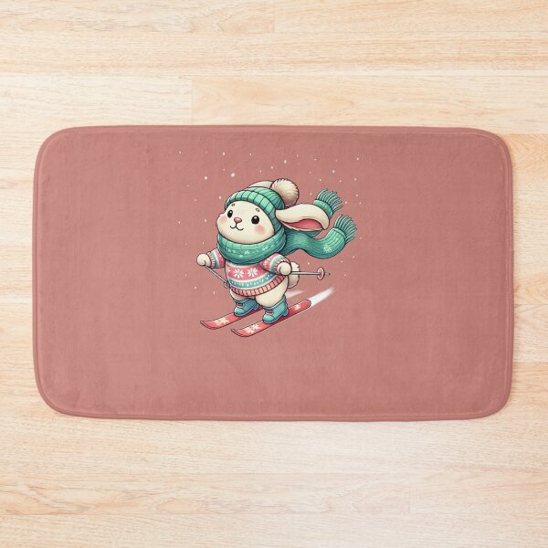 Item preview, “Adorable Skiing Rabbit with Cozy Scarf - Winter Fun Design” designed and sold by CreationbyNiki.