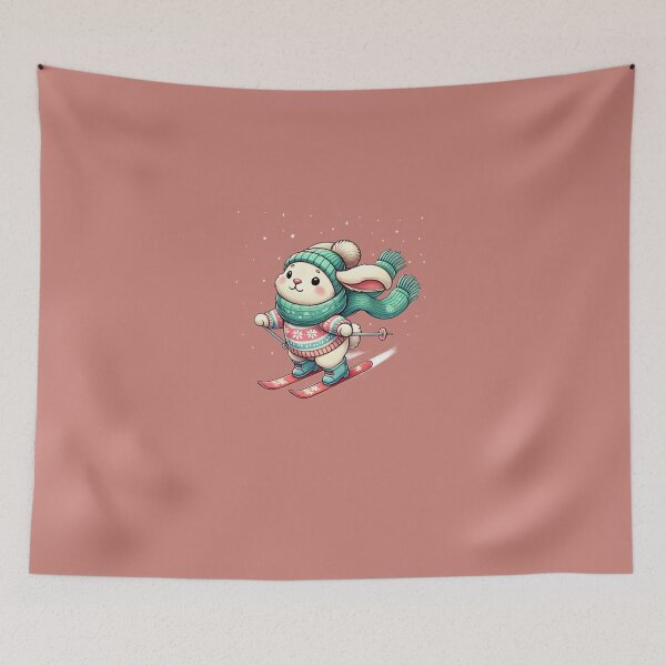 Item preview, “Adorable Skiing Rabbit with Cozy Scarf - Winter Fun Design” designed and sold by CreationbyNiki.