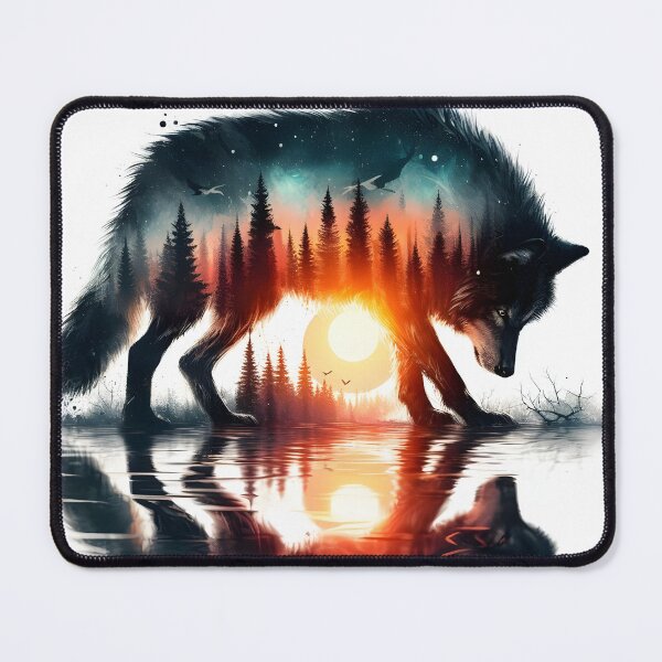 Item preview, Double Exposure Wolf Reflection, Ai Generated Art  designed and sold by ACC .