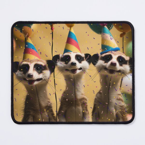 Item preview, Felted Party Meerkats with Balloons and Confetti designed and sold by TringTringCards.