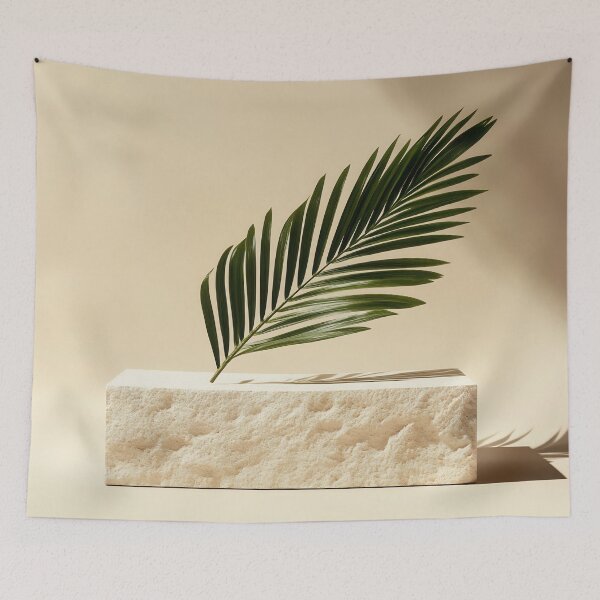 Item preview, Elegant palm leaf on a stone base designed and sold by anytka.
