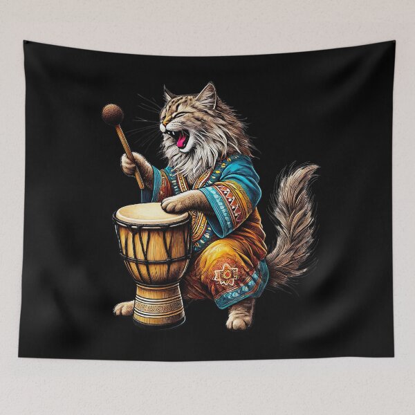 Item preview, Catnip Rhythms Sway, Cat Playing Djembe designed and sold by Tiszert.