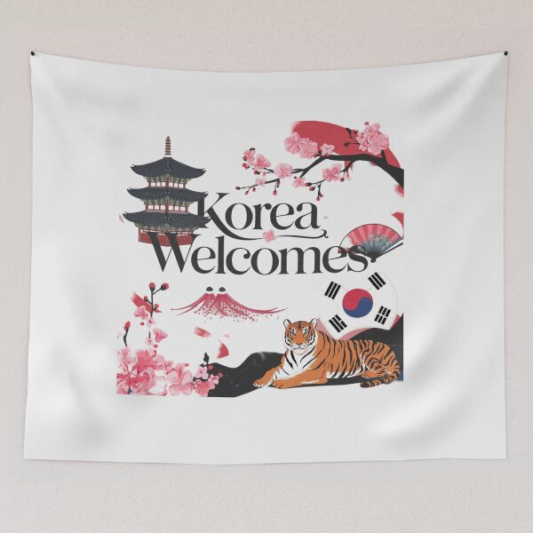 Item preview, Korea Welcomes Flag Map Kimchi, Seoul, Hanbok designed and sold by AnimalsDH305.