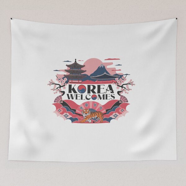 Item preview, Korea Welcomes Flag Map Kimchi, Seoul, Hanbok designed and sold by AnimalsDH305.