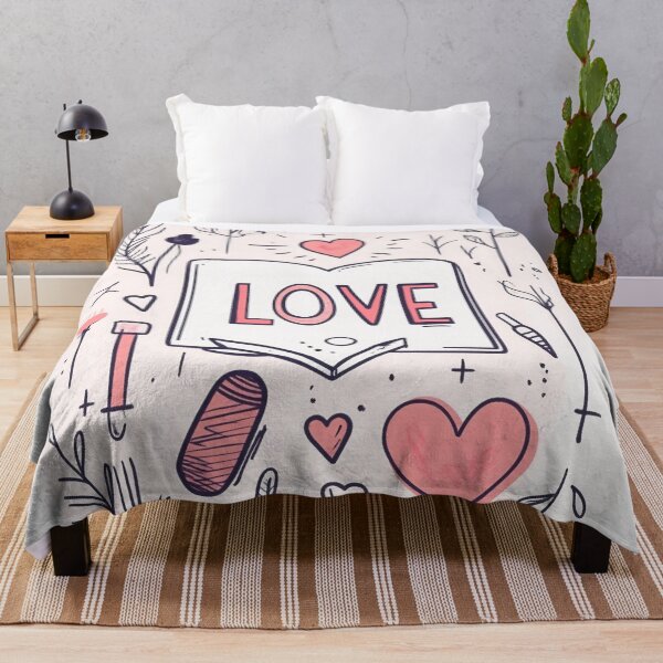 Item preview, Colorful illustration of a book surrounded by hearts and plants emphasizing the theme of love in a playful artistic style designed and sold by anytka.