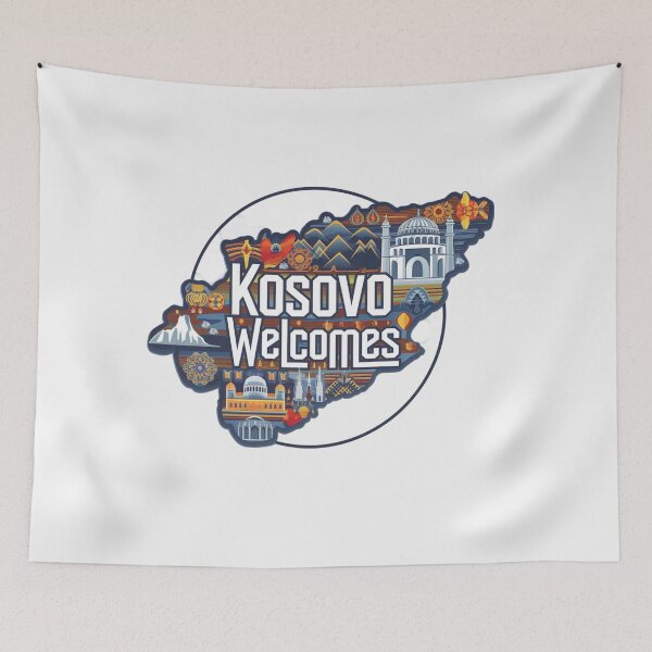 Item preview, Kosovo Welcomes Flag Map Pristina, Gjeravica Mountain designed and sold by AnimalsDH305.