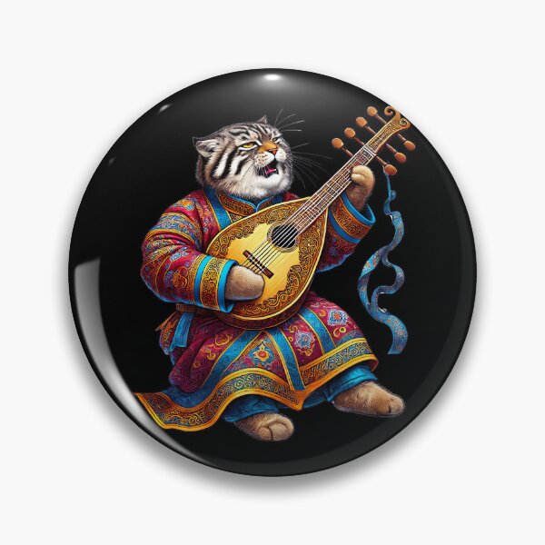 Item preview, Meow-gic of Mongolian Music, Manul Cat Playing Morin Khuur designed and sold by Tiszert.