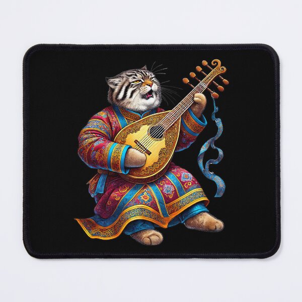 Item preview, Meow-gic of Mongolian Music, Manul Cat Playing Morin Khuur designed and sold by Tiszert.