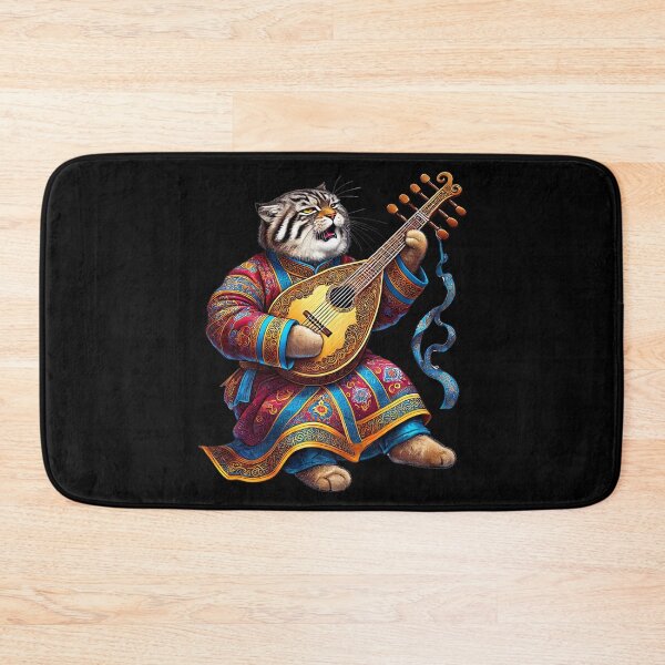 Item preview, Meow-gic of Mongolian Music, Manul Cat Playing Morin Khuur designed and sold by Tiszert.