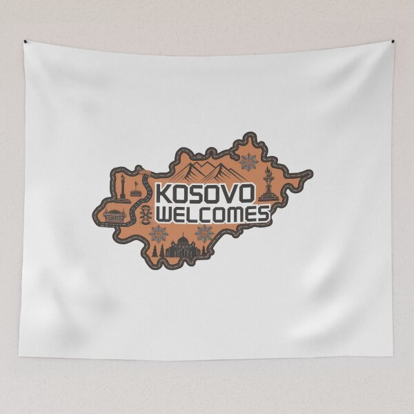 Item preview, Kosovo Welcomes Flag Map Pristina, Gjeravica Mountain designed and sold by AnimalsDH305.