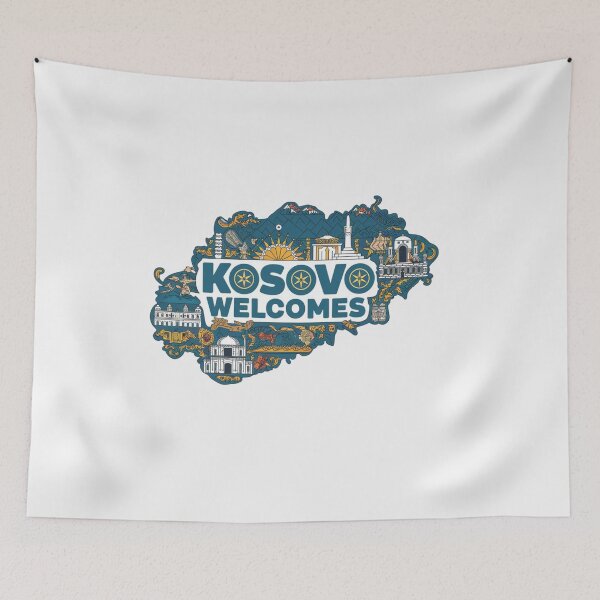 Item preview, Kosovo Welcomes Flag Map Pristina, Gjeravica Mountain designed and sold by AnimalsDH305.