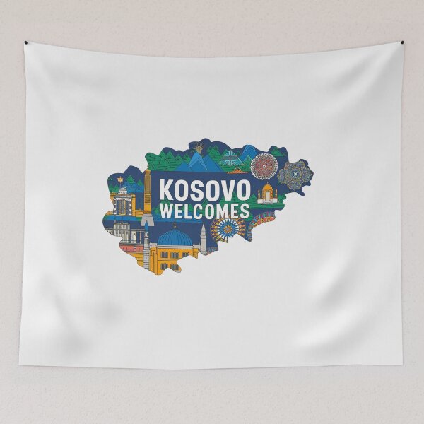 Item preview, Kosovo Welcomes Flag Map Pristina, Gjeravica Mountain designed and sold by AnimalsDH305.