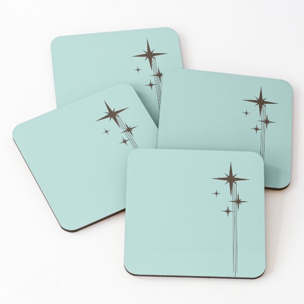 Item preview, 1950s Atomic Age Retro Starbursts Light Turquoise Teal and Dark Brown designed and sold by kierkegaard.