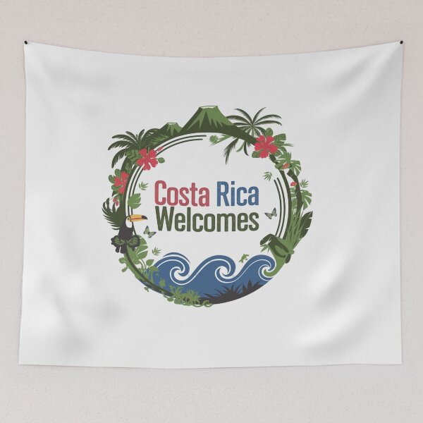 Item preview, Costa Rica Welcomes Flag Map San José, rainforests designed and sold by AnimalsDH305.