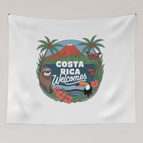 Item preview, Costa Rica Welcomes Flag Map San José, rainforests designed and sold by AnimalsDH305.
