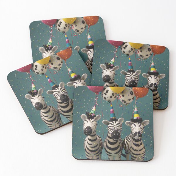 Item preview, Felted Party Zebras with Balloons and Confetti designed and sold by TringTringCards.