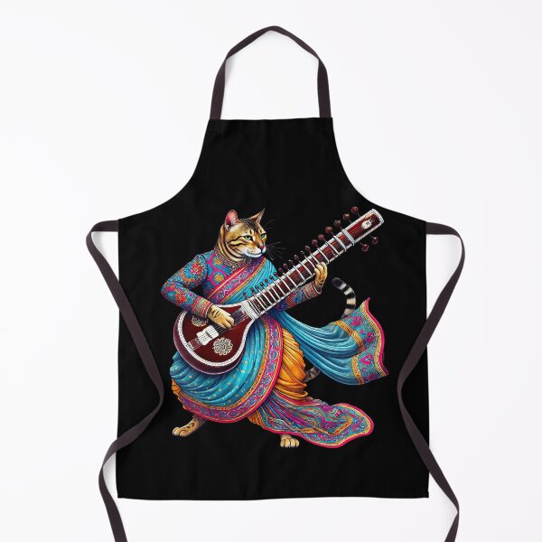 Aperçu de l'œuvre Des grattements sarcastiques, des moustaches qui tremblent, un chat du Bengale jouant du sitar créée et vendue par Tiszert.
