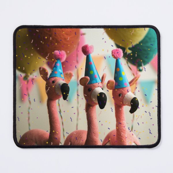 Item preview, Felted Party Flamingos with Balloons and Confetti designed and sold by TringTringCards.