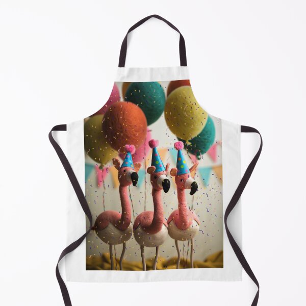 Item preview, Felted Party Flamingos with Balloons and Confetti designed and sold by TringTringCards.