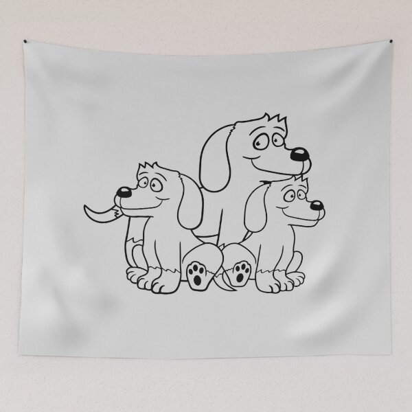 Item preview, Three Dogs Family Child Mother Father Dad Mom Cute Comic Cartoon designed and sold by shirt-o-mat.