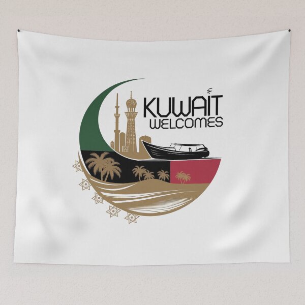 Item preview, Kuwait Welcomes Flag Map Kuwait City, Persian  designed and sold by AnimalsDH305.