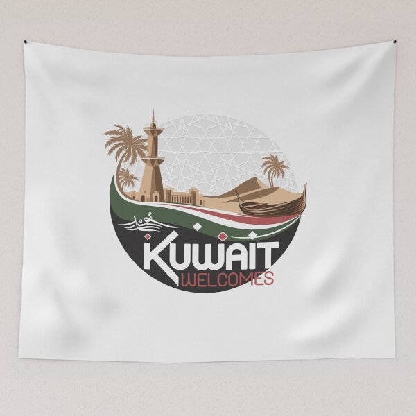 Item preview, Kuwait Welcomes Flag Map Kuwait City, Persian  designed and sold by AnimalsDH305.