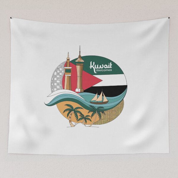 Item preview, Kuwait Welcomes Flag Map Kuwait City, Persian  designed and sold by AnimalsDH305.