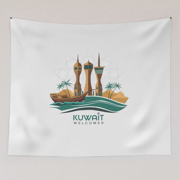 Item preview, Kuwait Welcomes Flag Map Kuwait City, Persian  designed and sold by AnimalsDH305.