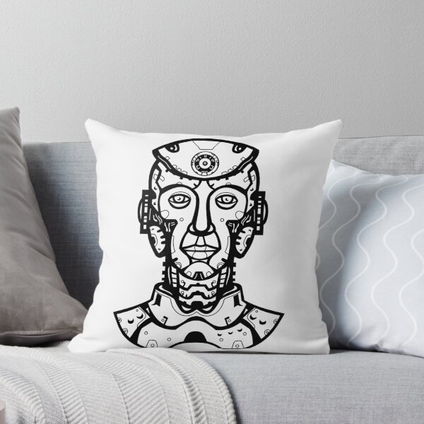 Artikelvorschau, Weiblicher humanoider Roboter Cyborg Kopf vorne Maskottchen Retro Schwarz und Weiß Retro entworfen und verkauft von patrimonio.