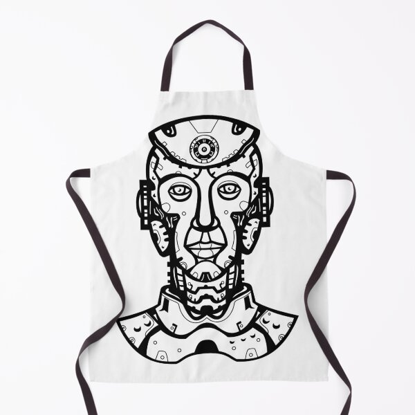 Artikelvorschau, Weiblicher humanoider Roboter Cyborg Kopf vorne Maskottchen Retro Schwarz und Weiß Retro entworfen und verkauft von patrimonio.