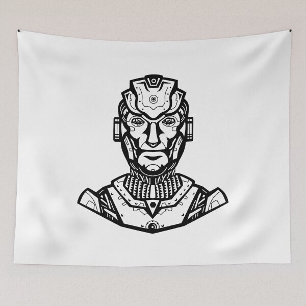 Item preview, Male Humanoid Robot Cyborg Head Front View Mascot Retro designed and sold by patrimonio.