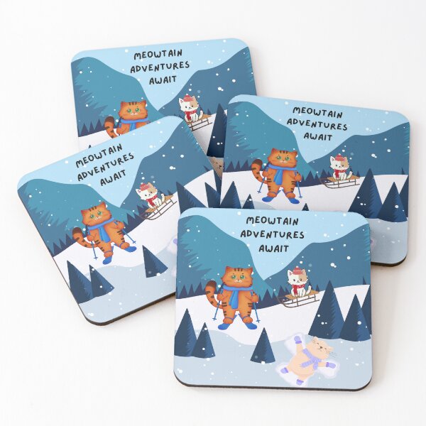 Item preview, meowtain adventure await skiing cats designed and sold by Purrs & Snuggles Designs.