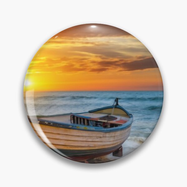 Item preview, Fishing boat against the background of the setting sun designed and sold by Izabela Włodarczyk.