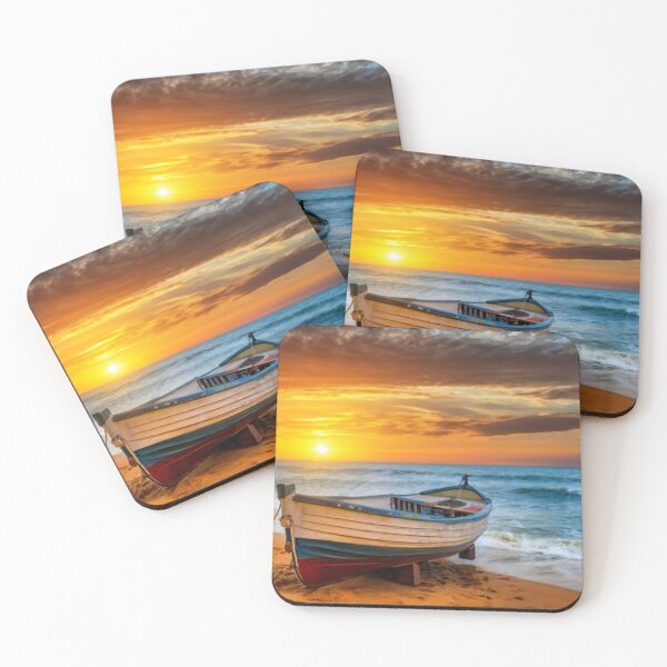 Item preview, Fishing boat against the background of the setting sun designed and sold by Izabela Włodarczyk.