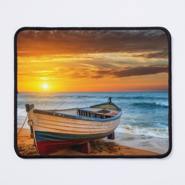 Item preview, Fishing boat against the background of the setting sun designed and sold by Izabela Włodarczyk.