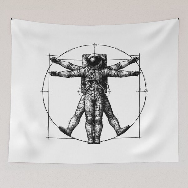 Item preview, Vitruvian Astronaut Sketch Drawing Gift designed and sold by Pineapple-Tree.
