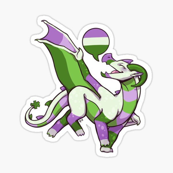 Genderqueer Pride Flag Dragon (2nd Edition) Sticker