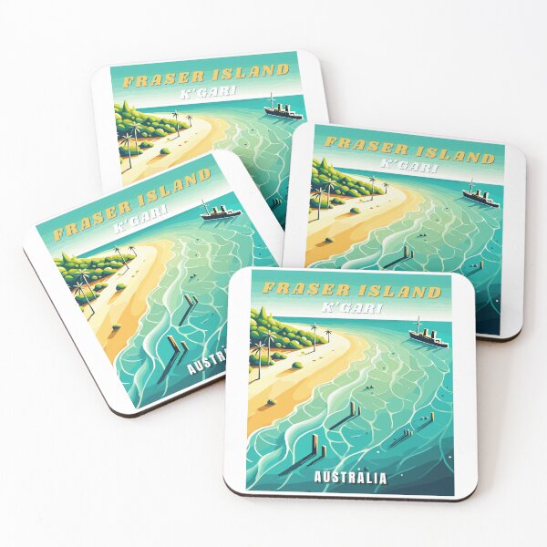 Item preview, Fraser Island K'gari Australia Retro Travel Art Landscape designed and sold by MaateoDesign.