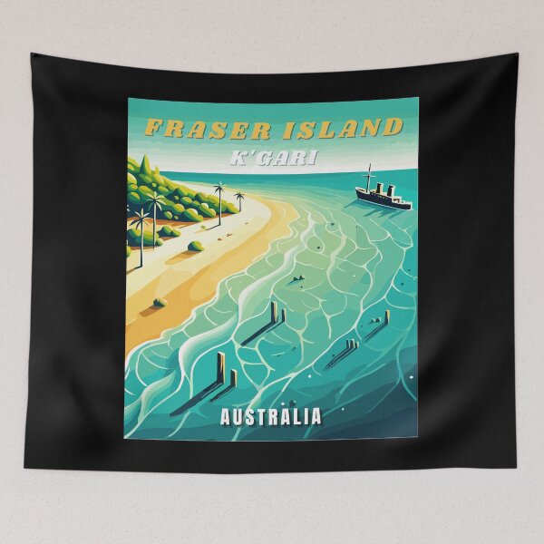 Item preview, Fraser Island K'gari Australia Retro Travel Art Landscape designed and sold by MaateoDesign.