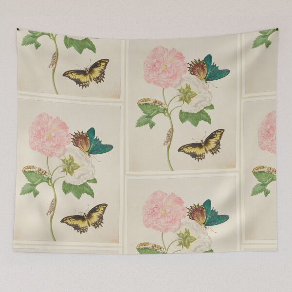 Item preview, Confederate Rose with Androgeus Swallowtail Butterfly  Maria Sibylla Merian  designed and sold by TeeARTHY.