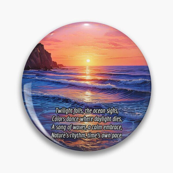 Item preview, Ocean Waves at Twilight - Poetry Nature Art Work designed and sold by Unwind-Art-Work.