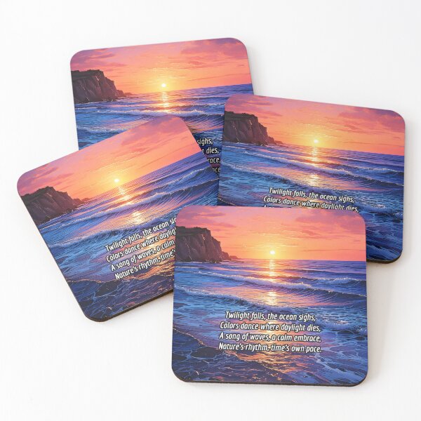 Item preview, Ocean Waves at Twilight - Poetry Nature Art Work designed and sold by Unwind-Art-Work.