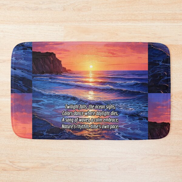 Item preview, Ocean Waves at Twilight - Poetry Nature Art Work designed and sold by Unwind-Art-Work.