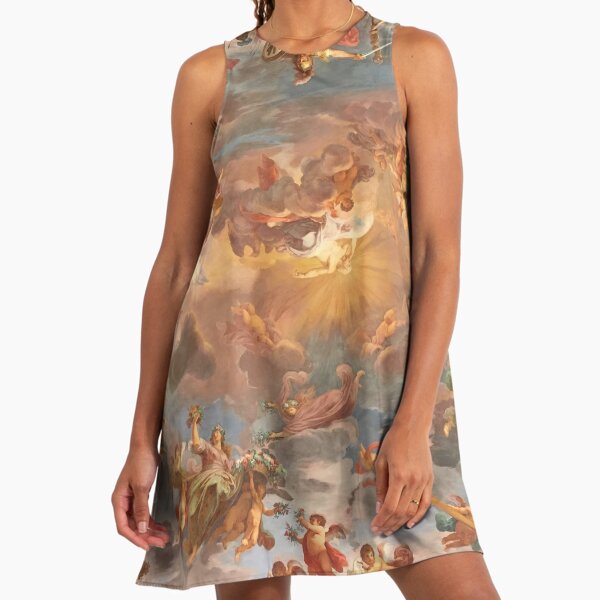 Renaissance Painting Cherubs Rome Fresco Ceiling Cloud A-Line Dress Renaissance Painting Cherubs Rome Fresco Ceiling Cloud A-Line Dress